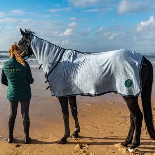 Peignoir Zéphyr 100% coton sur cheval pendant enveloppement thalasso - KELPY